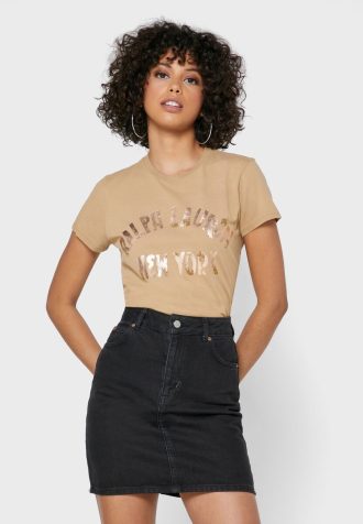 T-shirts à col rond et logo Ralph Lauren marron pour femme T-shirts à col rond et logo Ralph Lauren marron pour femme