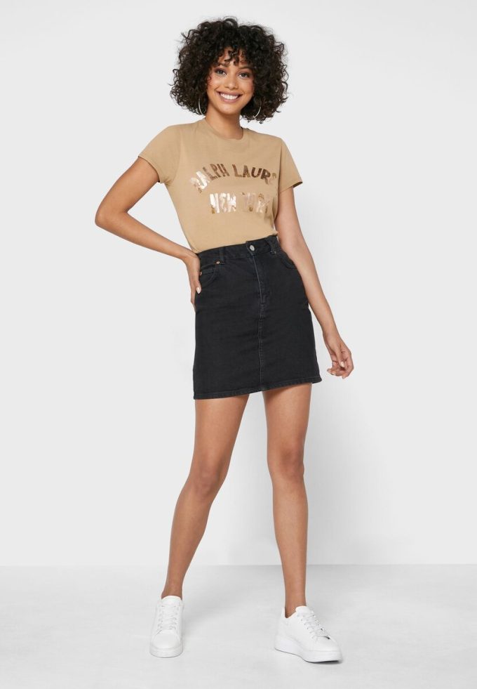 T-shirts à col rond et logo Ralph Lauren marron pour femme T-shirts à col rond et logo Ralph Lauren marron pour femme