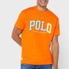T-shirts à col rond orange avec logo Ralph Lauren pour hommes