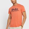 T-shirts à col rond orange avec logo Ralph Lauren pour hommes