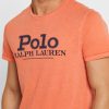 T-shirts à col rond orange avec logo Ralph Lauren pour hommes