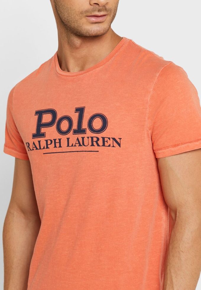 T-shirts à col rond orange avec logo Ralph Lauren pour hommes