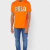 T-shirts à col rond orange avec logo Ralph Lauren pour hommes