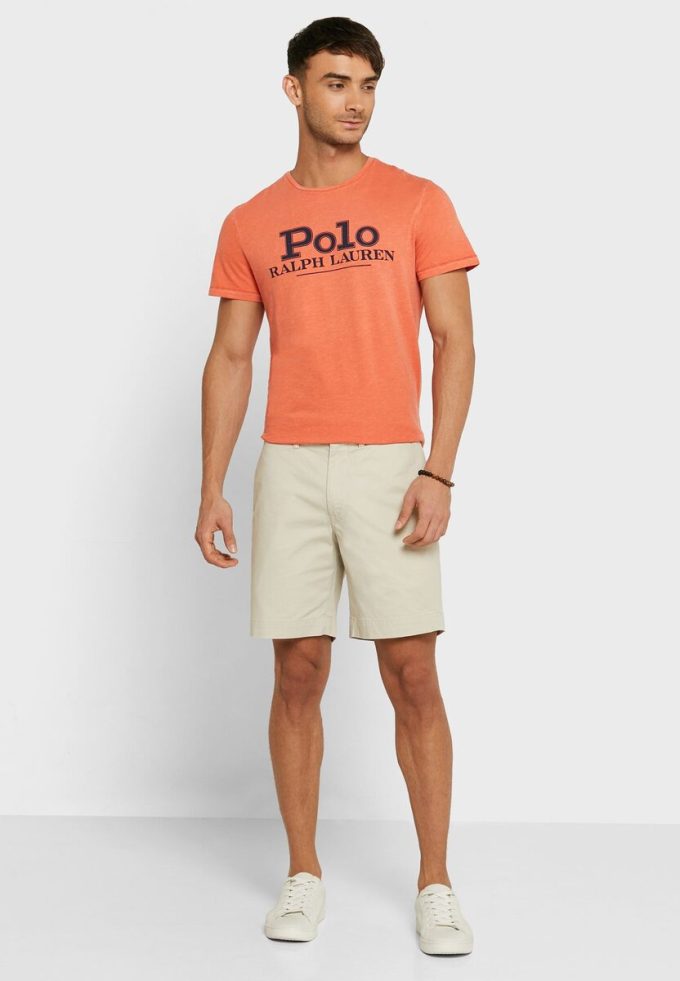 T-shirts à col rond orange avec logo Ralph Lauren pour hommes