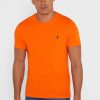 T-shirts à col rond orange Ralph Lauren Essential pour hommes