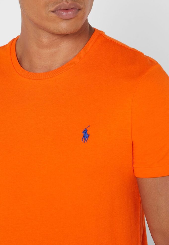 T-shirts à col rond orange Ralph Lauren Essential pour hommes