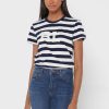 T-shirts à col rond rayés bleu marine Ralph Lauren pour femme T-shirts à col rond rayés bleu marine Ralph Lauren pour femme