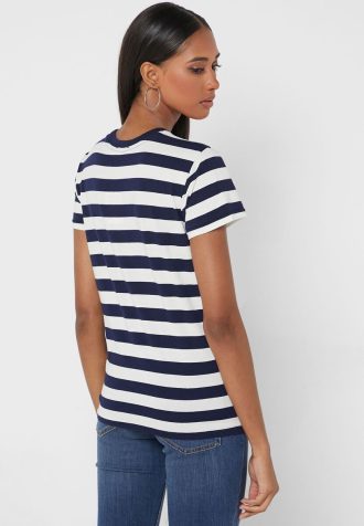 T-shirts à col rond rayés bleu marine Ralph Lauren pour femme T-shirts à col rond rayés bleu marine Ralph Lauren pour femme