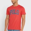 T-shirts à col rond rouges avec slogan Ralph Lauren pour hommes T-shirts à col rond rouges avec slogan Ralph Lauren pour hommes
