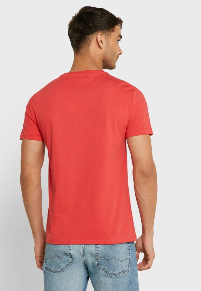 T-shirts à col rond rouges avec slogan Ralph Lauren pour hommes T-shirts à col rond rouges avec slogan Ralph Lauren pour hommes