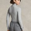 T-shirts à col roulé côtelés extensibles gris Ralph Lauren pour femme T-shirts à col roulé côtelés extensibles gris Ralph Lauren pour femme
