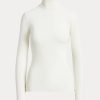 T-shirts à col roulé côtelés extensibles Ralph Lauren crème pour femme T-shirts à col roulé côtelés extensibles Ralph Lauren crème pour femme