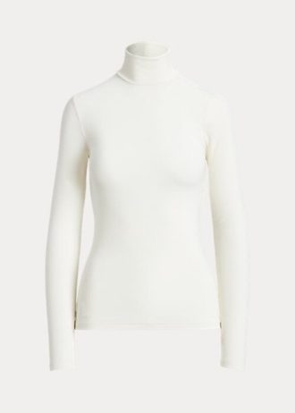 T-shirts à col roulé côtelés extensibles Ralph Lauren crème pour femme T-shirts à col roulé côtelés extensibles Ralph Lauren crème pour femme