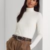 T-shirts à col roulé en jersey crème Ralph Lauren pour femme T-shirts à col roulé en jersey crème Ralph Lauren pour femme