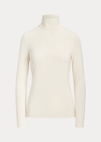 T-shirts à col roulé en jersey crème Ralph Lauren pour femme T-shirts à col roulé en jersey crème Ralph Lauren pour femme