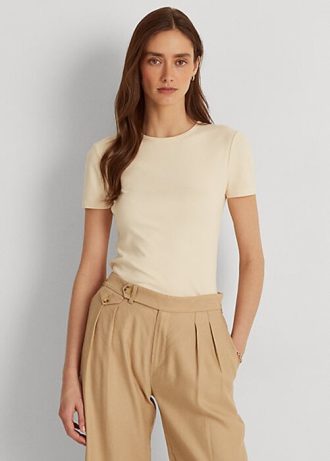 T-shirts en coton extensible Ralph Lauren crème pour femme
