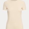 T-shirts en coton extensible Ralph Lauren crème pour femme T-shirts en coton extensible Ralph Lauren crème pour femme