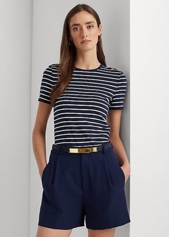 T-shirts en coton extensible rayé bleu marine Ralph Lauren pour femme