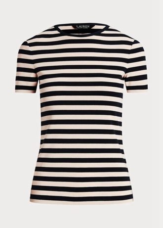 T-shirts en coton extensible rayé bleu marine Ralph Lauren pour femme