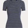 T-shirts en coton extensible rayé bleu marine Ralph Lauren pour femme T-shirts en coton extensible rayé bleu marine Ralph Lauren pour femme