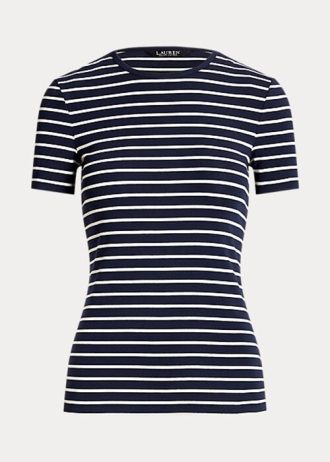 T-shirts en coton extensible rayé bleu marine Ralph Lauren pour femme