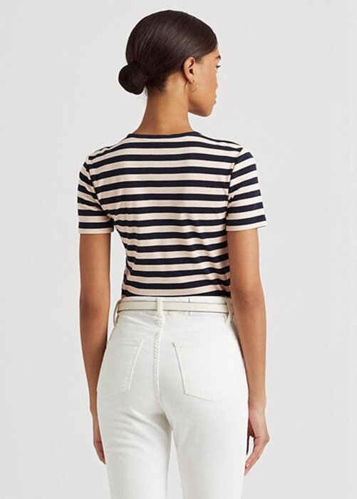 T-shirts en coton extensible rayé bleu marine Ralph Lauren pour femme T-shirts en coton extensible rayé bleu marine Ralph Lauren pour femme