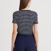 T-shirts en coton extensible rayé bleu marine Ralph Lauren pour femme T-shirts en coton extensible rayé bleu marine Ralph Lauren pour femme