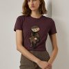 T-shirts en coton Polo Bear en tweed Ralph Lauren bordeaux pour femme