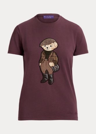 T-shirts en coton Polo Bear en tweed Ralph Lauren bordeaux pour femme T-shirts en coton Polo Bear en tweed Ralph Lauren bordeaux pour femme