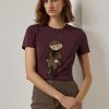 T-shirts en coton tweed ours Ralph Lauren bordeaux pour femme