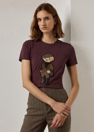 T-shirts en coton tweed ours Ralph Lauren bordeaux pour femme T-shirts en coton tweed ours Ralph Lauren bordeaux pour femme