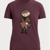 T-shirts en coton tweed ours Ralph Lauren bordeaux pour femme