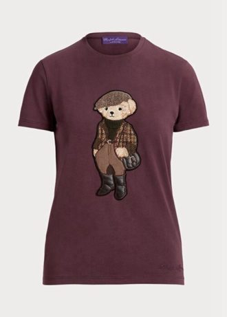 T-shirts en coton tweed ours Ralph Lauren bordeaux pour femme T-shirts en coton tweed ours Ralph Lauren bordeaux pour femme