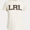 T-shirts en jersey crème à logo perlé Ralph Lauren pour femme T-shirts en jersey crème à logo perlé Ralph Lauren pour femme