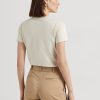 T-shirts en jersey crème à logo perlé Ralph Lauren pour femme T-shirts en jersey crème à logo perlé Ralph Lauren pour femme