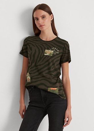 T-shirts en jersey à imprimé zèbre Olive Ralph Lauren pour femme