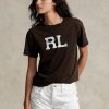 T-shirts en jersey marron pour femme avec logo Ralph Lauren RL T-shirts en jersey marron pour femme avec logo Ralph Lauren RL