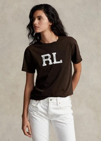 T-shirts en jersey marron pour femme avec logo Ralph Lauren RL
