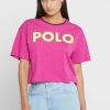 T-shirts graphiques à col rond roses Ralph Lauren pour femmes