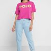 T-shirts graphiques à col rond roses Ralph Lauren pour femmes