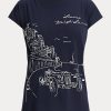 T-shirts graphiques en jersey bleu marine Ralph Lauren pour femme T-shirts graphiques en jersey bleu marine Ralph Lauren pour femme