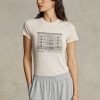 T-shirts graphiques slim en coton côtelé rose Ralph Lauren pour femme T-shirts graphiques slim en coton côtelé rose Ralph Lauren pour femme