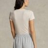 T-shirts graphiques slim en coton côtelé rose Ralph Lauren pour femme T-shirts graphiques slim en coton côtelé rose Ralph Lauren pour femme