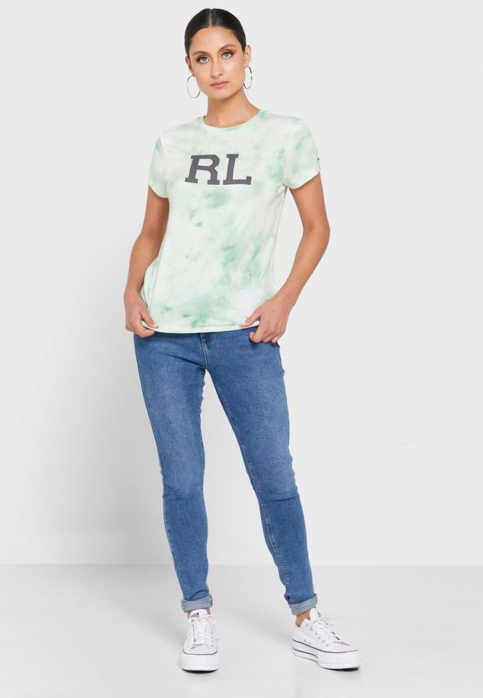 T-shirts graphiques verts à col rond Ralph Lauren pour femmes T-shirts graphiques verts à col rond Ralph Lauren pour femmes