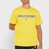 T-shirts jaunes à col ras du cou avec logo Ralph Lauren pour hommes T-shirts jaunes à col ras du cou avec logo Ralph Lauren pour hommes