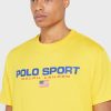 T-shirts jaunes à col ras du cou avec logo Ralph Lauren pour hommes T-shirts jaunes à col ras du cou avec logo Ralph Lauren pour hommes