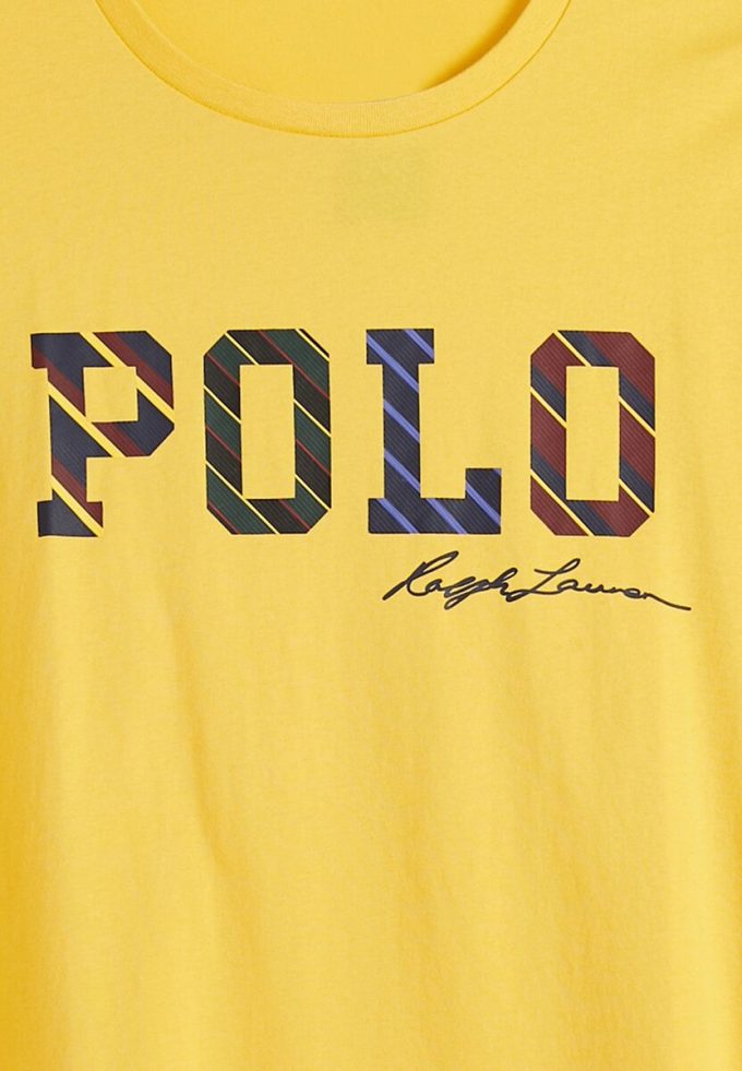 T-shirts jaunes à col ras du cou avec logo Ralph Lauren pour hommes