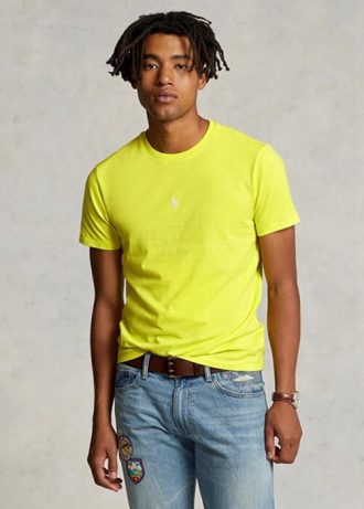 T-shirts jaunes à col ras du cou et coupe slim pour homme Ralph Lauren