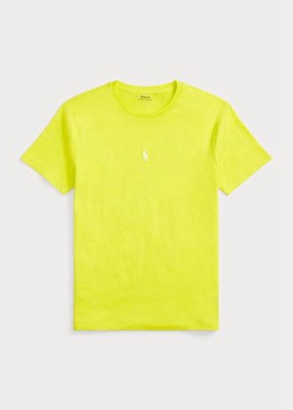 T-shirts jaunes à col ras du cou et coupe slim pour homme Ralph Lauren