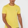 T-shirts jaunes à col ras du cou et logo poitrine Ralph Lauren pour homme